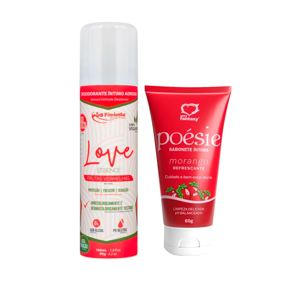 Duplinha com Essence Desodorante Íntimo Aerosol e Sabonete Íntimo Refrescante Poésie
