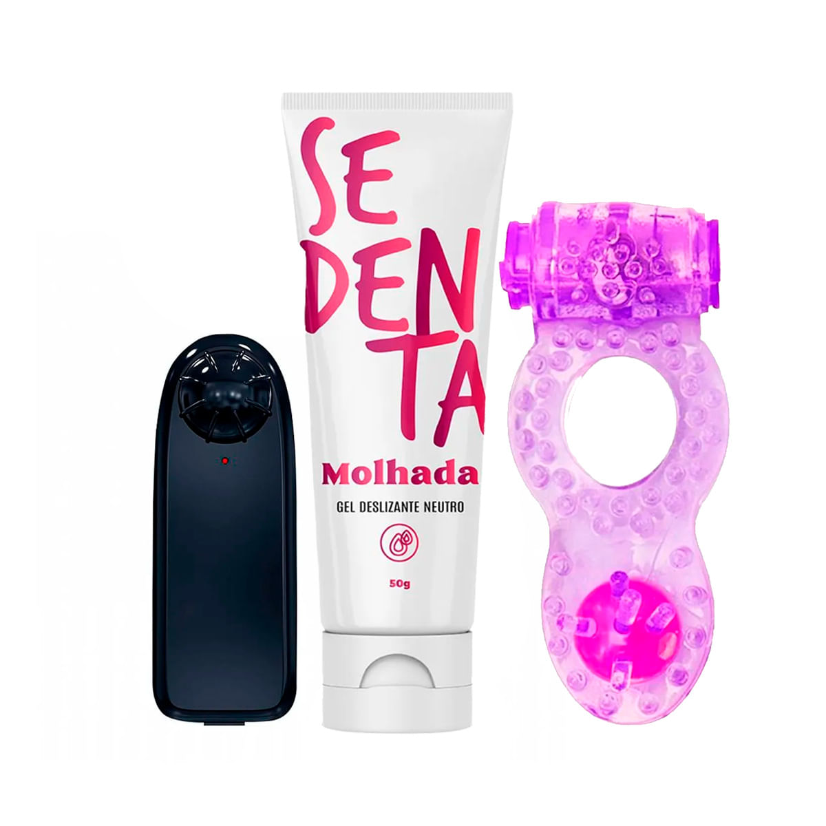 Kit com Baile Eleanora Cápsula Vibratória Anel Peniano e Sedenta Molhada