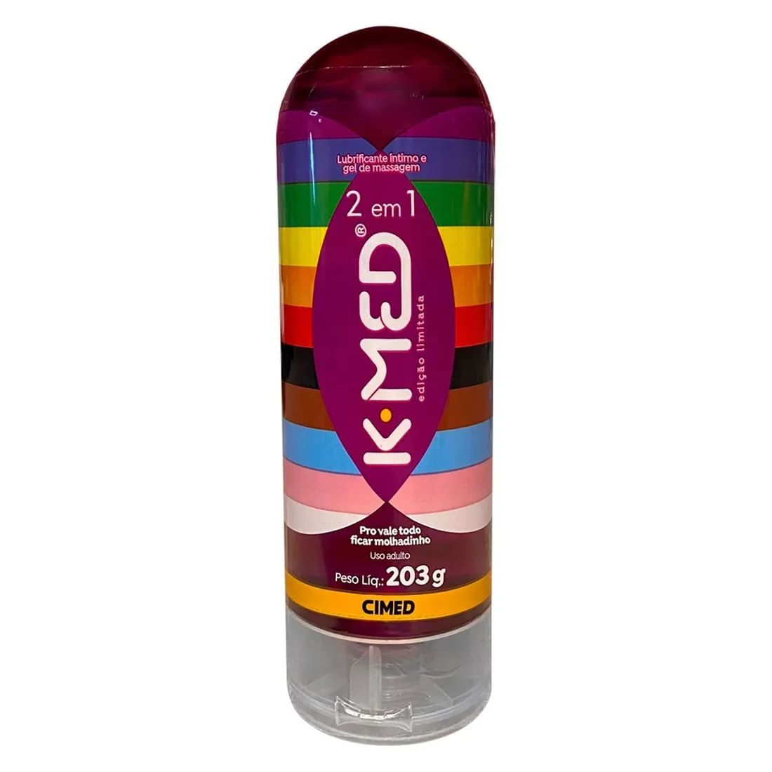 Gel de Massagem e Lubrificante Íntimo LGBTQIA + 2 em 1 Edição Limitada 203g K-MED