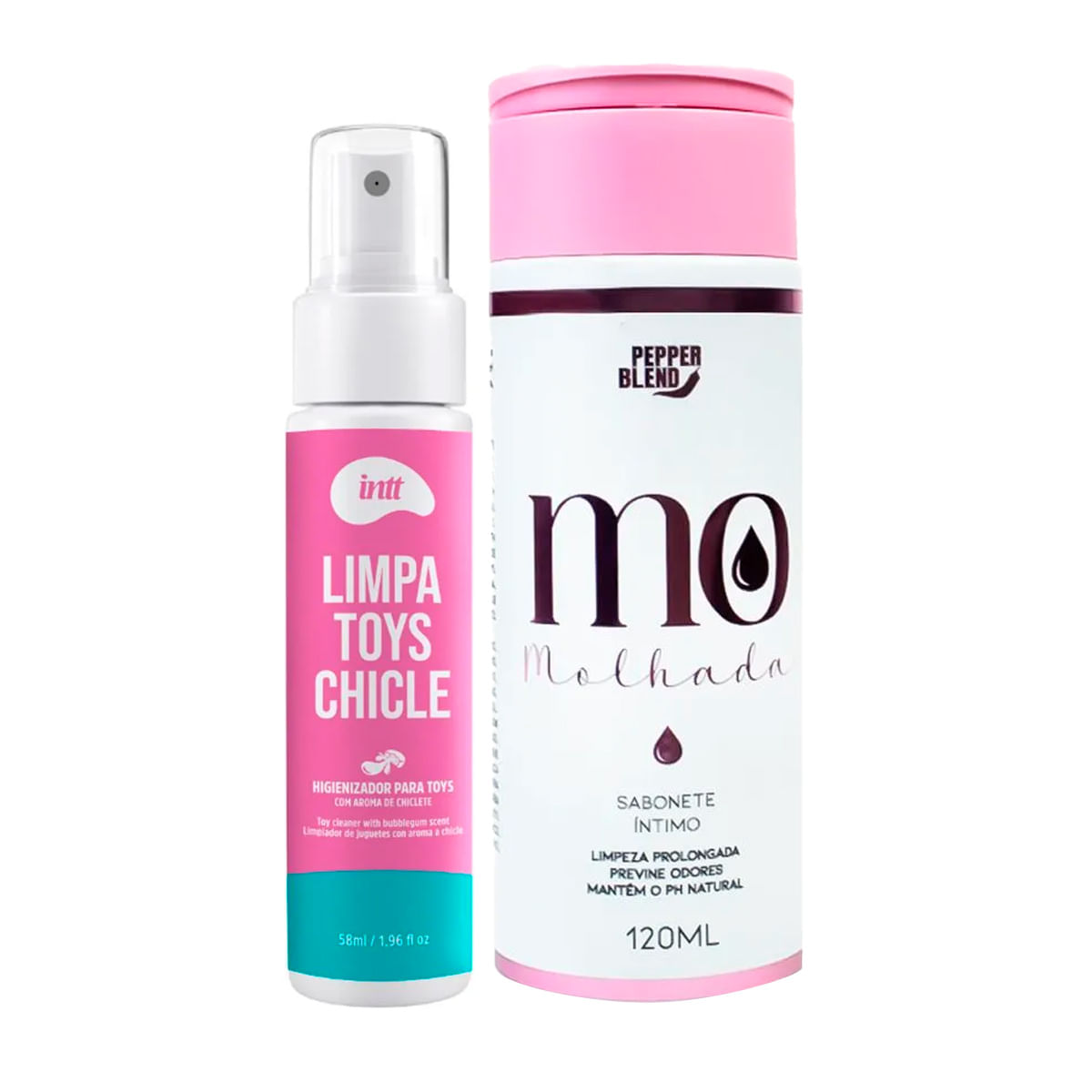 Duplinha com Limpa Toys Líquido e Sabonete Feminino Íntimo Linha MO Molhada