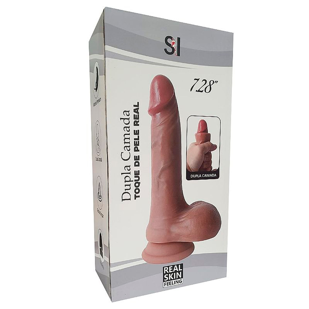 Prótese Realística Dupla Camada Feita em Silicone Líquido com Ventosa 18.5 X 3 cm Sexy Import