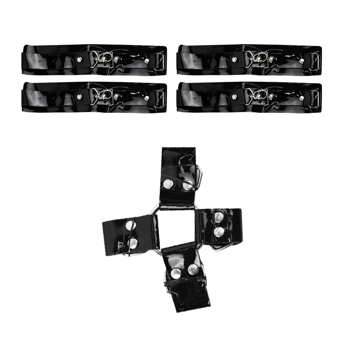 Tiras de Couro com Braceletes para Pulso e Tornozelo Hardness Êxtase Tiras de Couro com Braceletes para Pulso e Tornozelo Hardness Êxtase