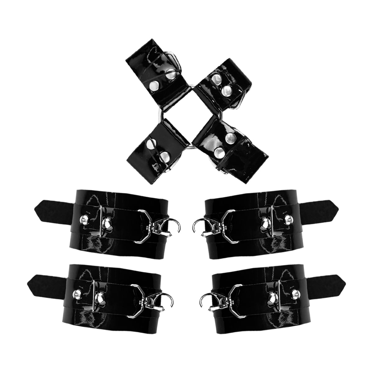 Tiras de Couro com Braceletes para Pulso e Tornozelo Hardness Êxtase