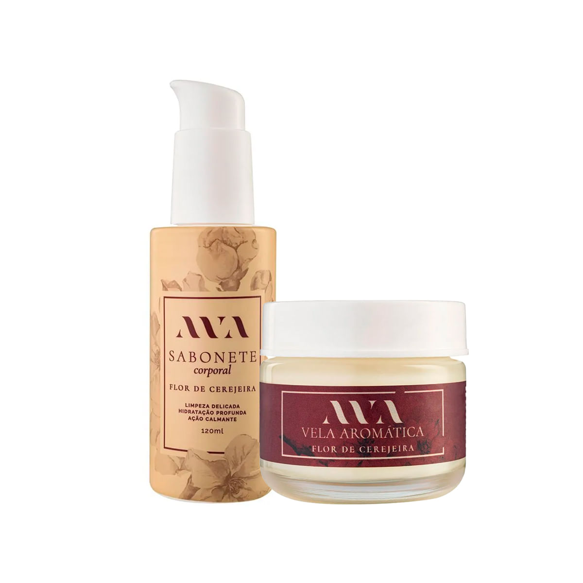 Duplinha com Vela Aromática e Sabonete Corporal com Aroma de Flor de Cerejeira