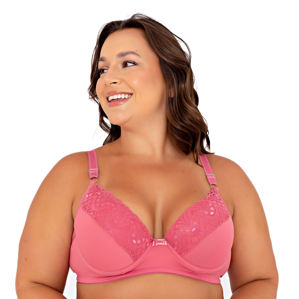 Sutiã Plus Size com Detalhes em Renda Reforçado Patitex