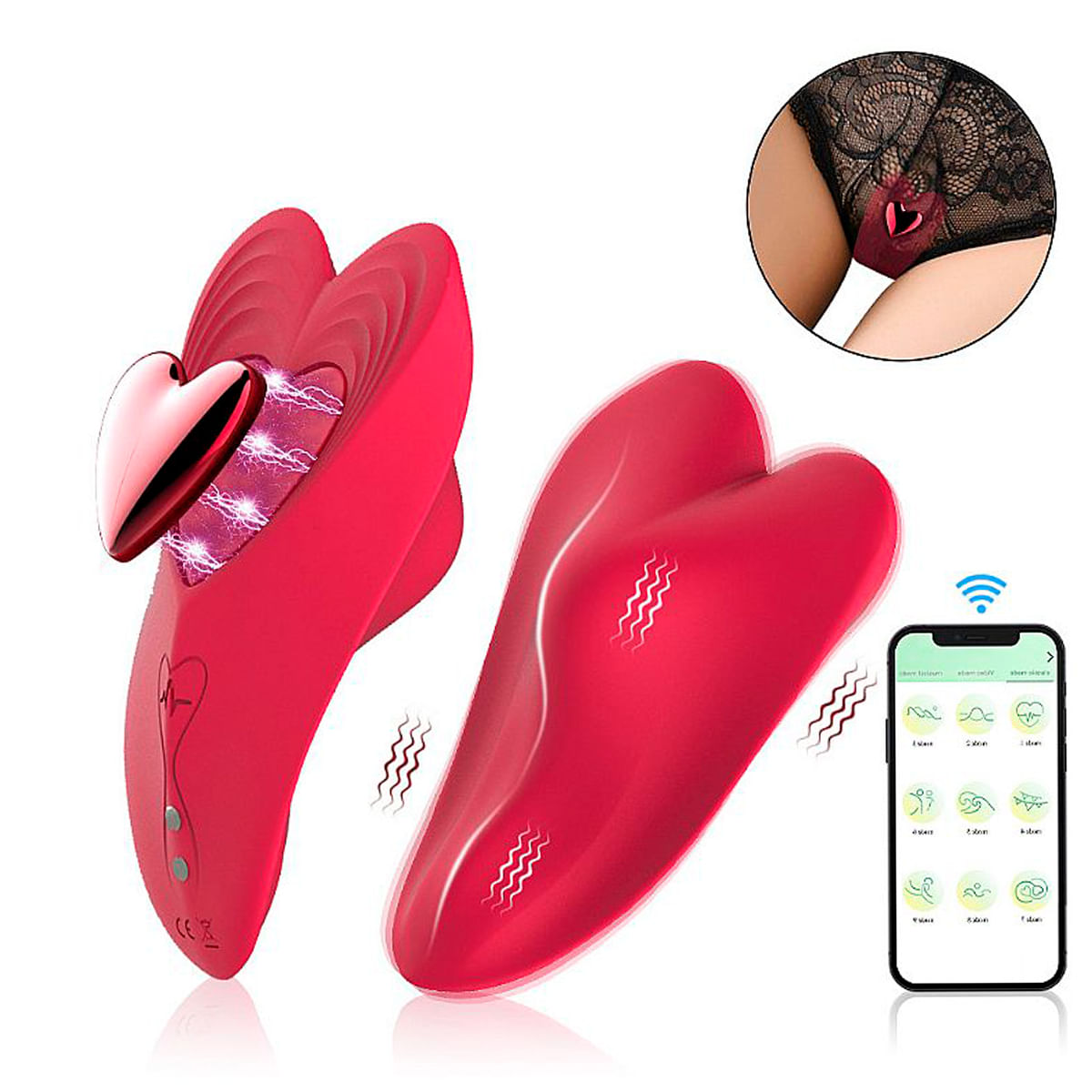 Vibrador de Calcinha Red Heart com Controle via App Sexy Import