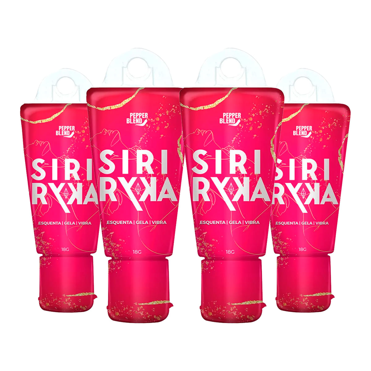 Kit com 4 Siri Ryka Gel Comestível Esquenta, Gela e Vibra