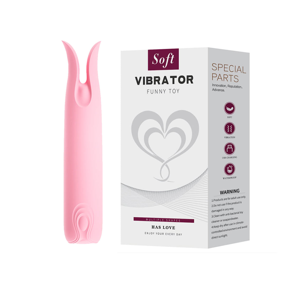 Mini Vibrador Recarregável Bifurcado para Ponto G com 10 Modos de Vibração Vip Mix