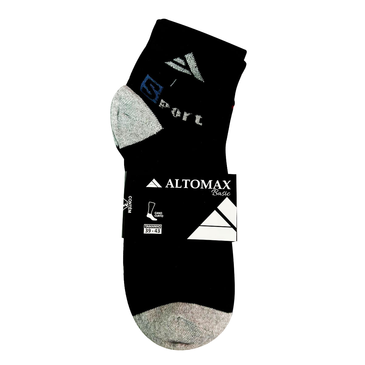 Kit Meias Basic Adulto Cano Curto Masculina com 3 Pares Altomax
