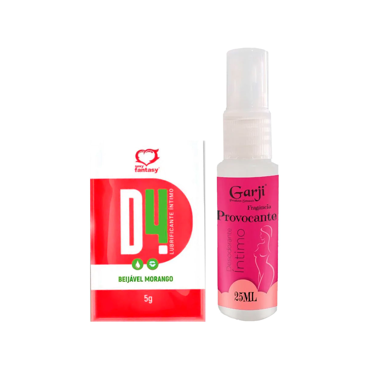 Duplinha com D4 Lubrificante Íntimo Beijável e Desodorante Íntimo com Fragrância