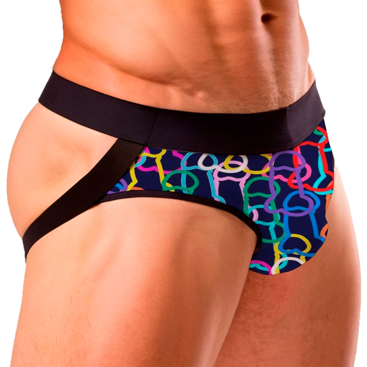 Cueca Jockstrap Rangel em Formato de Pênis Orgulho LGBT+ Pimenta Sexy
