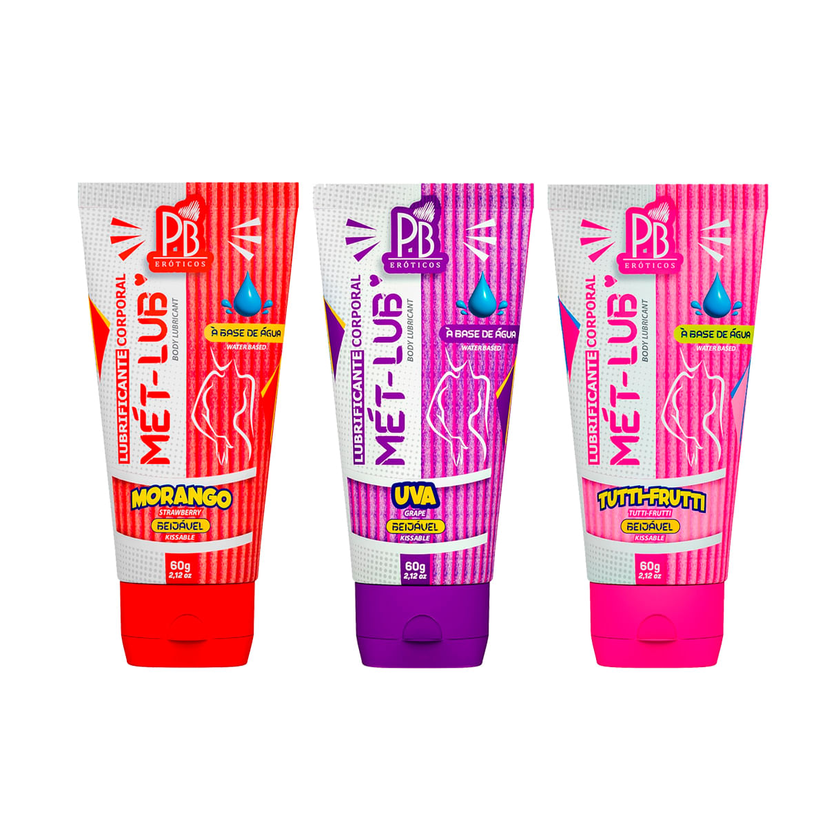 Mét Lub Lubrificante Corporal Beijável à Base de Água 60g Pau Brasil