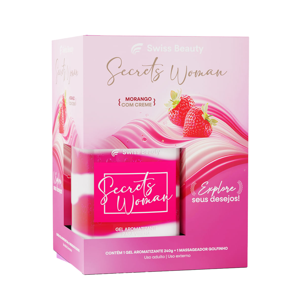 Kit 2 Itens Gel Aromatizante Secrets Woman 240g e Massageador Golfinho Belkit
