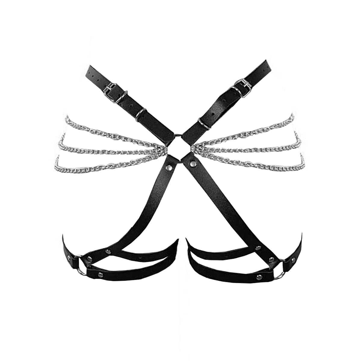 Harness Calcinha com Cinta Liga em Couro com Correntes Sexy Import