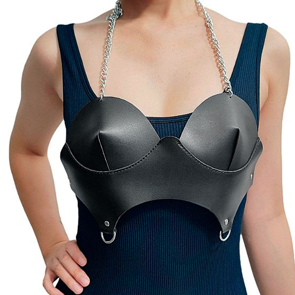 Harness Top em Couro com Correntes Sexy Import Harness Top em Couro com Correntes Sexy Import