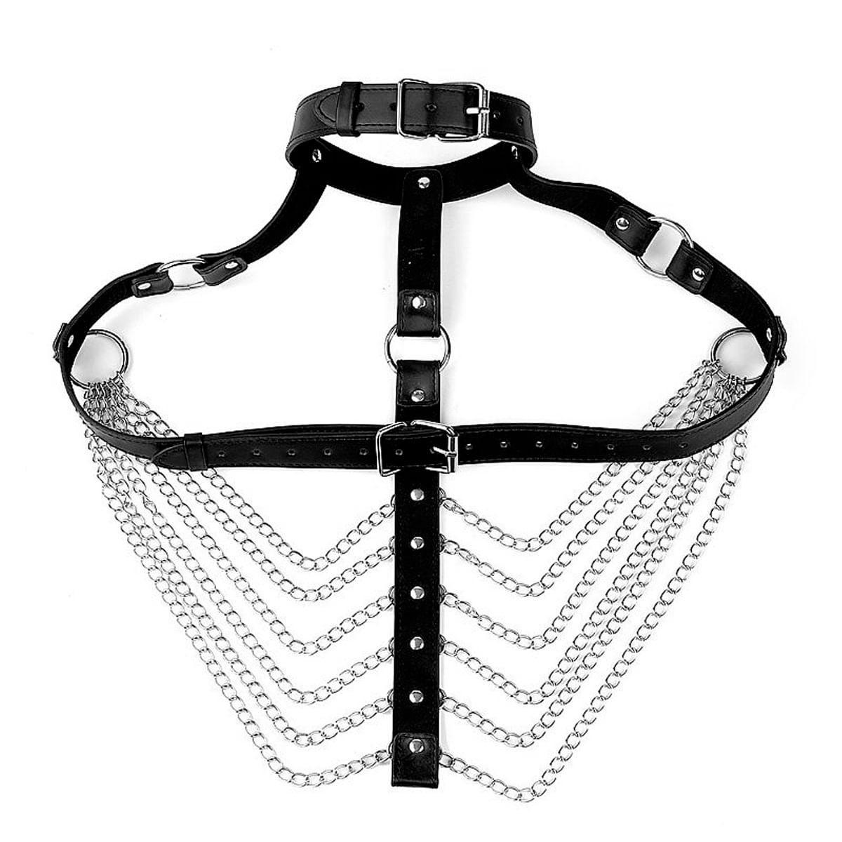 Harness Corporal com Contorno de Cintura e de Busto com Correntes e Tiras de Couro Sexy Import Harness Corporal com Contorno de Cintura e de Busto com Correntes e Tiras de Couro Sexy Import