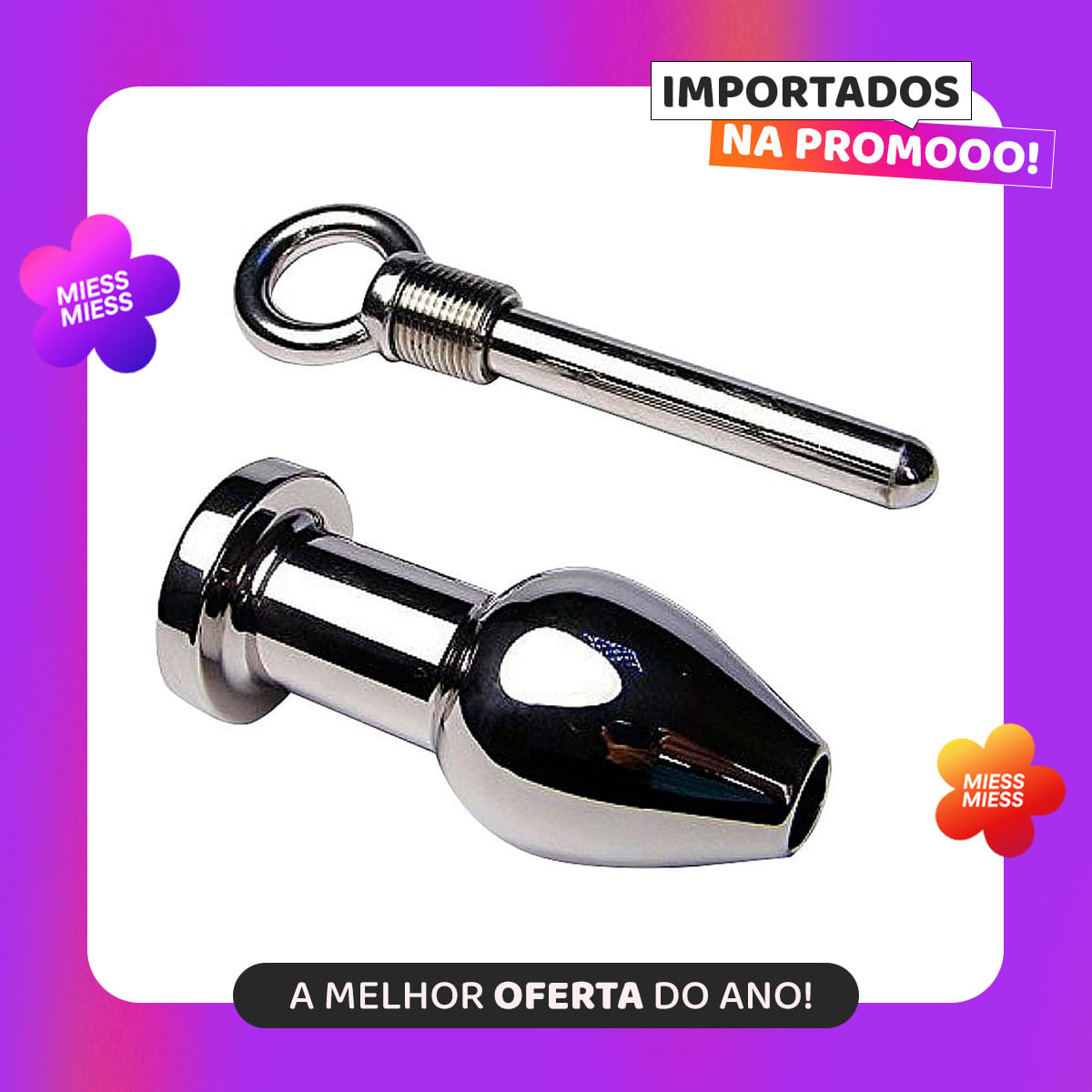 Plug Anal de Ao Vazado 6,0 x 4,0 cm Sexy Import Plug Anal de Ao Vazado 6,0 x 4,0 cm Sexy Import