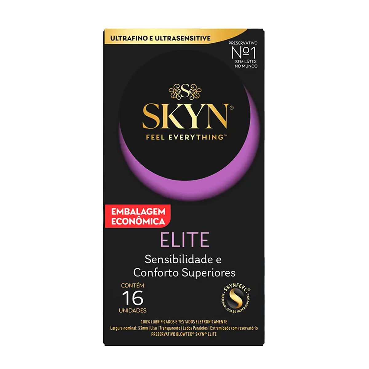 Skyn Original Elite Preservativo Lubrificado sem Látex Ultrafino e Ultrasensitive com 16 unidades Bl