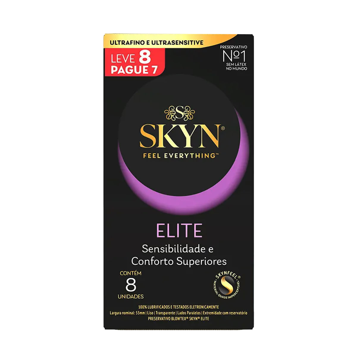 Preservativo Skyn Elite Ultrafino e Ultrasensitive Preservativo Lubrificado com 8 Unidades Blowtex