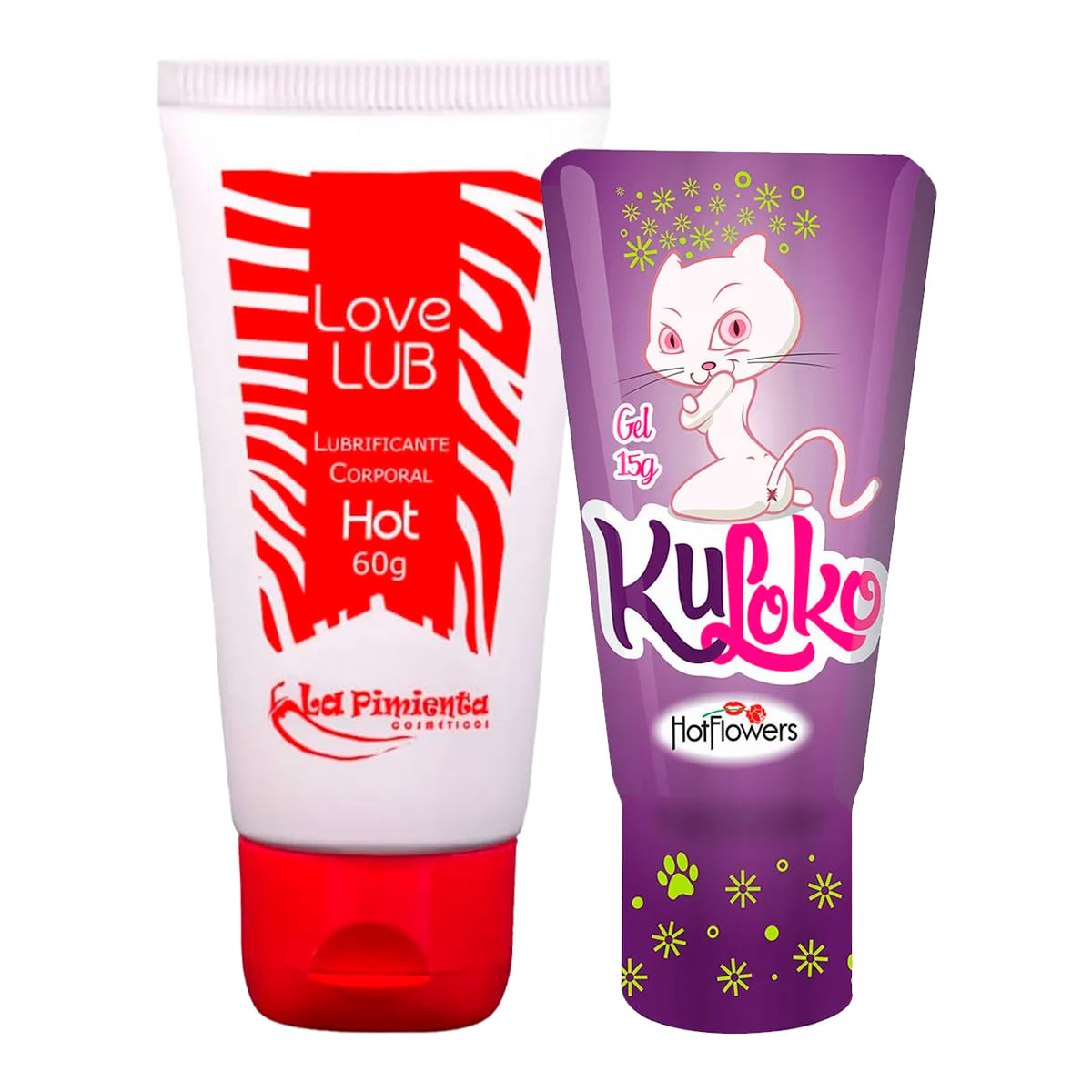 Duplinha com Love Lub Hot Lubrificante Corporal e Kuloko Gel Dessensibilizante e Excitante Anal