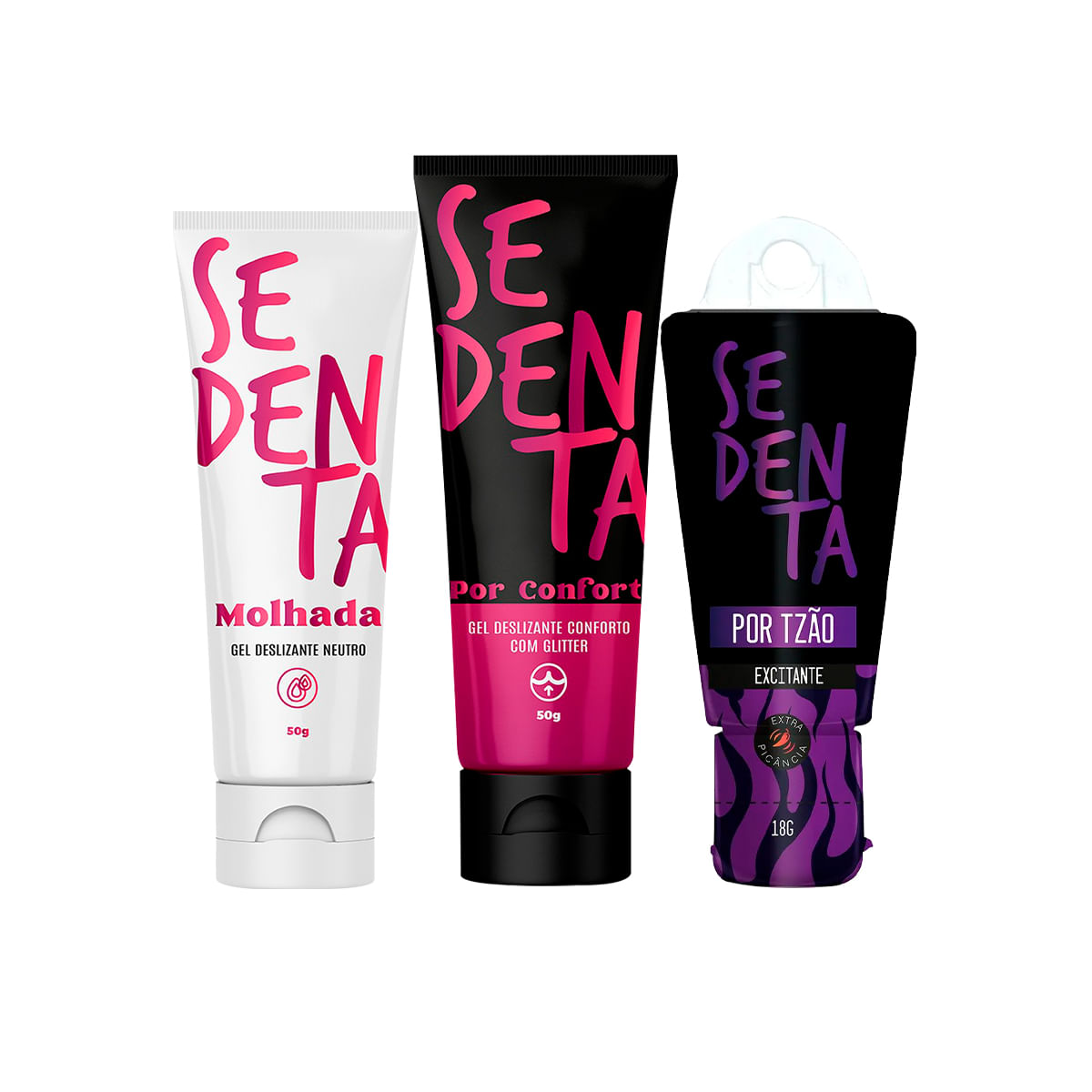 Kit com Sedenta Molhada Gel Deslizante Neutro Sedenta Por Conforto e Sedenta por Tesão Excitante