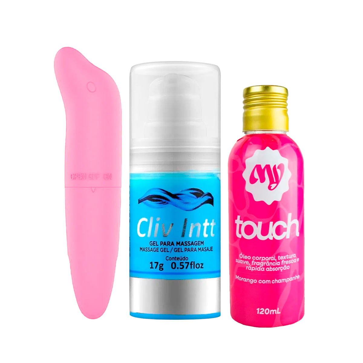 Kit com Cliv Intt Dessensibilizante MyTouch Óleo Corporal Bifásico e KGEL Lubrificante Íntimo