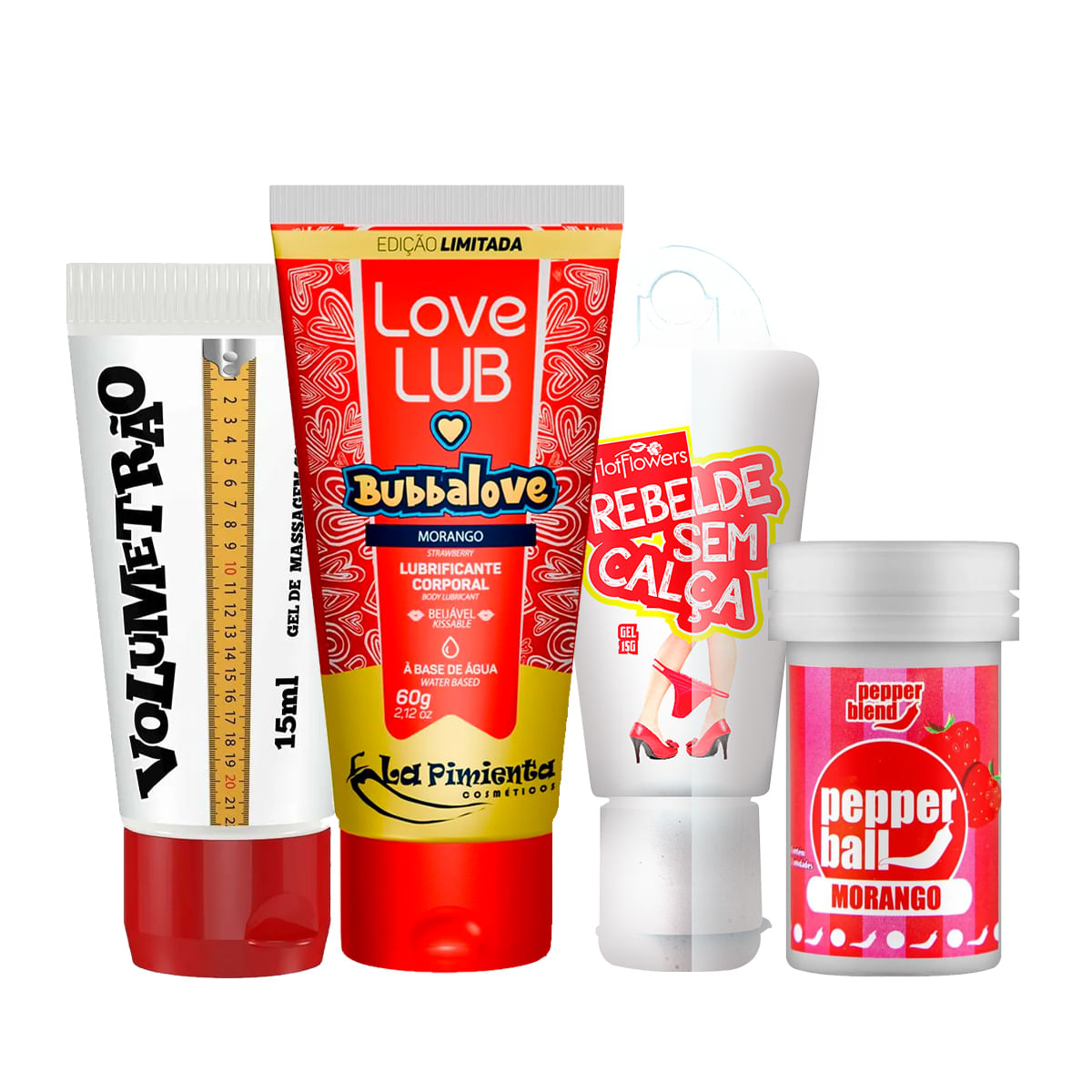 Kit com Love Lub Bubbalove Volumetrão Rebelde Sem Calça e Pepper Ball