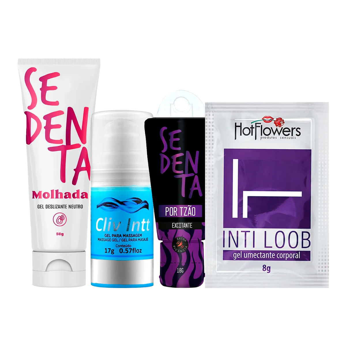 Kit com Cliv Intt Sedenta Molhada Sedenta por Tesão e Inti Loob