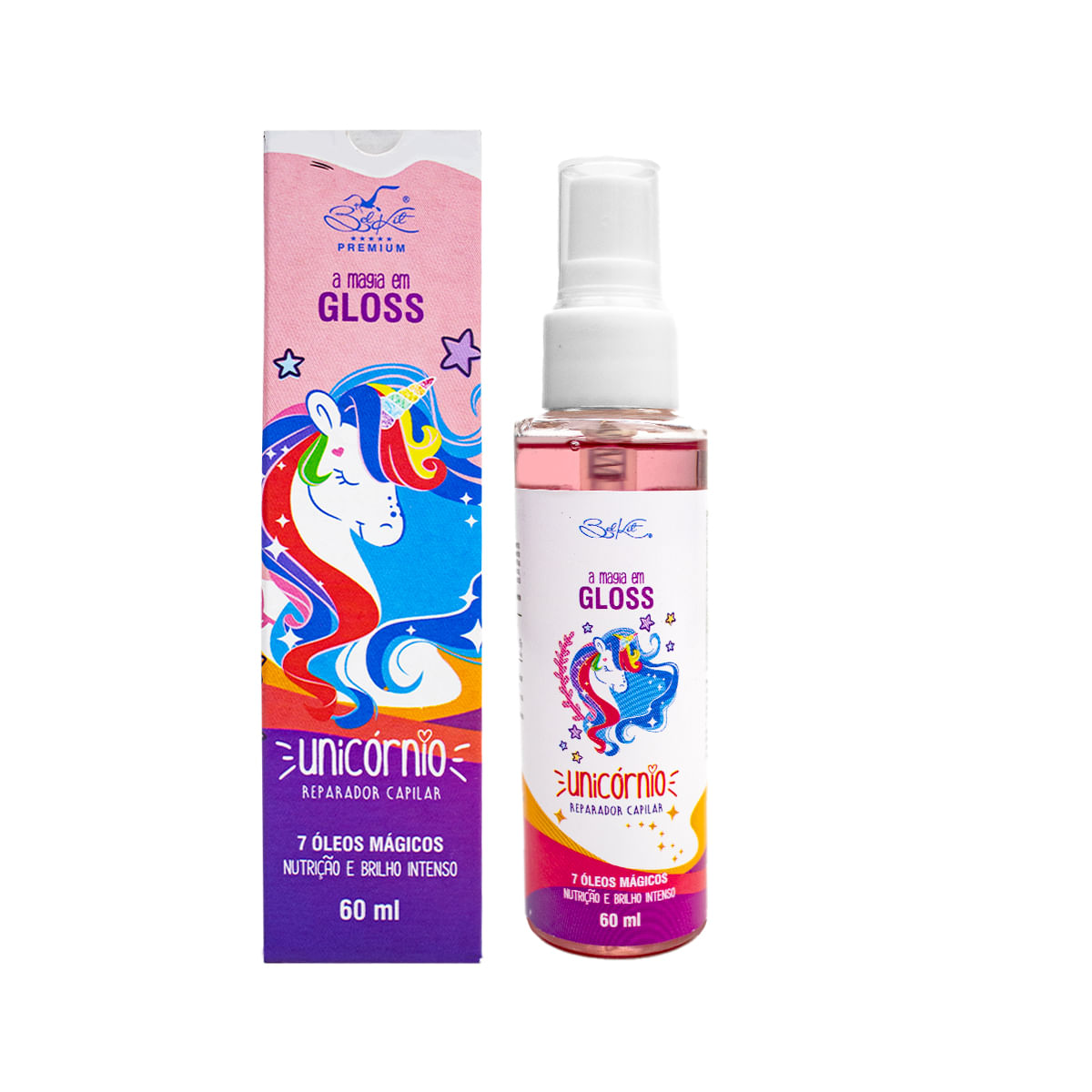 Gloss Unicórnio Reparador Capilar com 7 Óleos 60ml Belkit