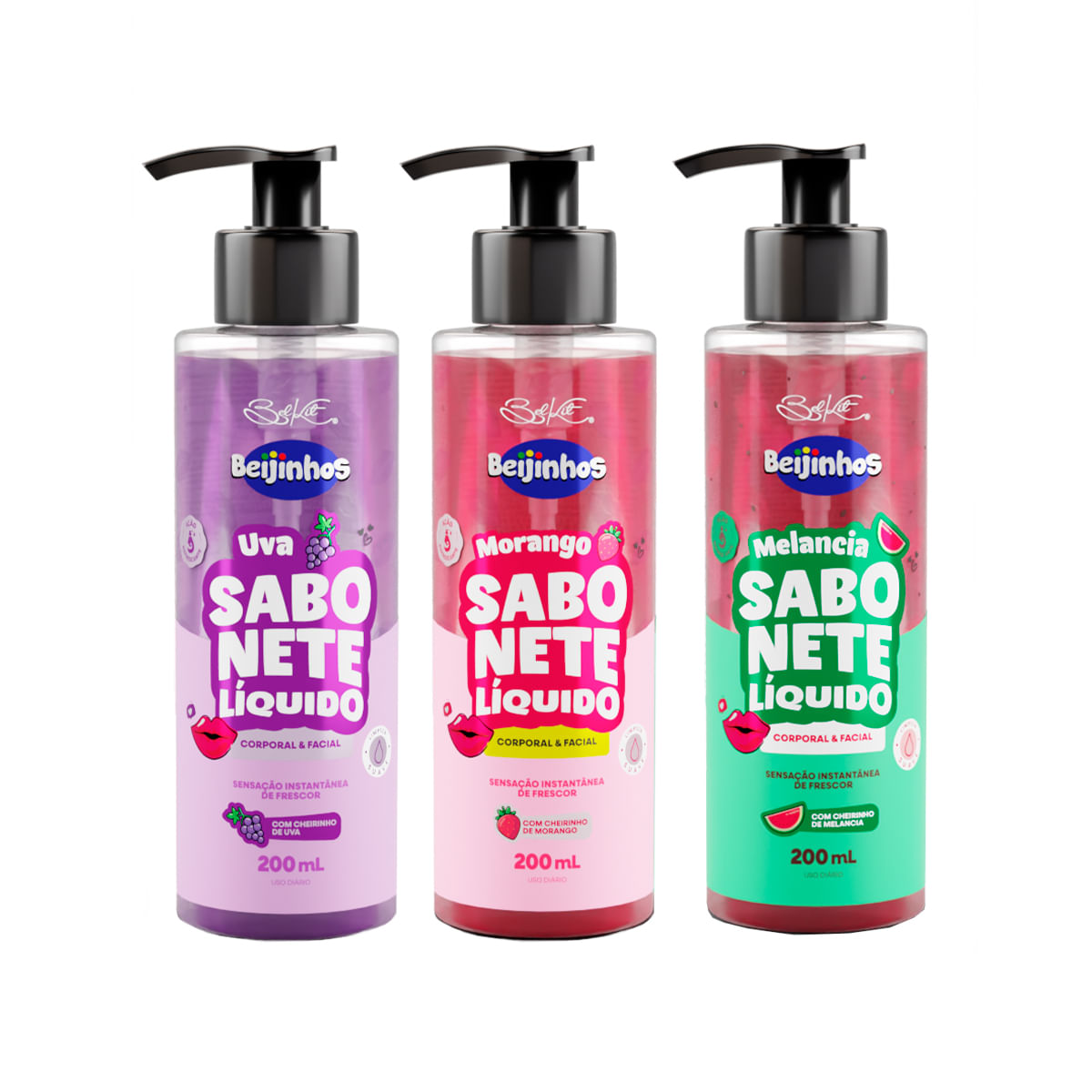 Sabonete Líquido Beijinhos Corporal e Facial 200ml Belkit