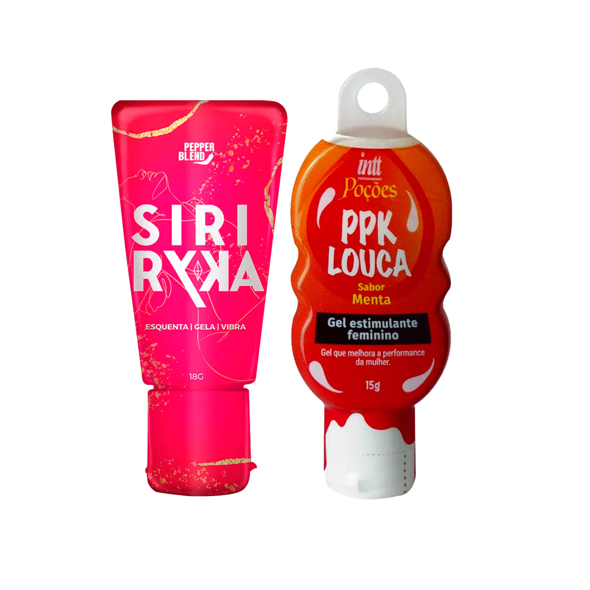 Duplinha com Siri Ryka Gel Comestível Esquenta Gela Vibra e PPK Louca Gel Estimulante Feminino
