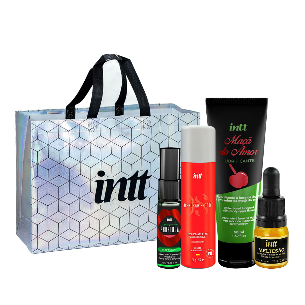 Kit com Desodorante Íntimo Deborah Secco Garganta Profunda Meltesão Lubrificante e Sacola Intt