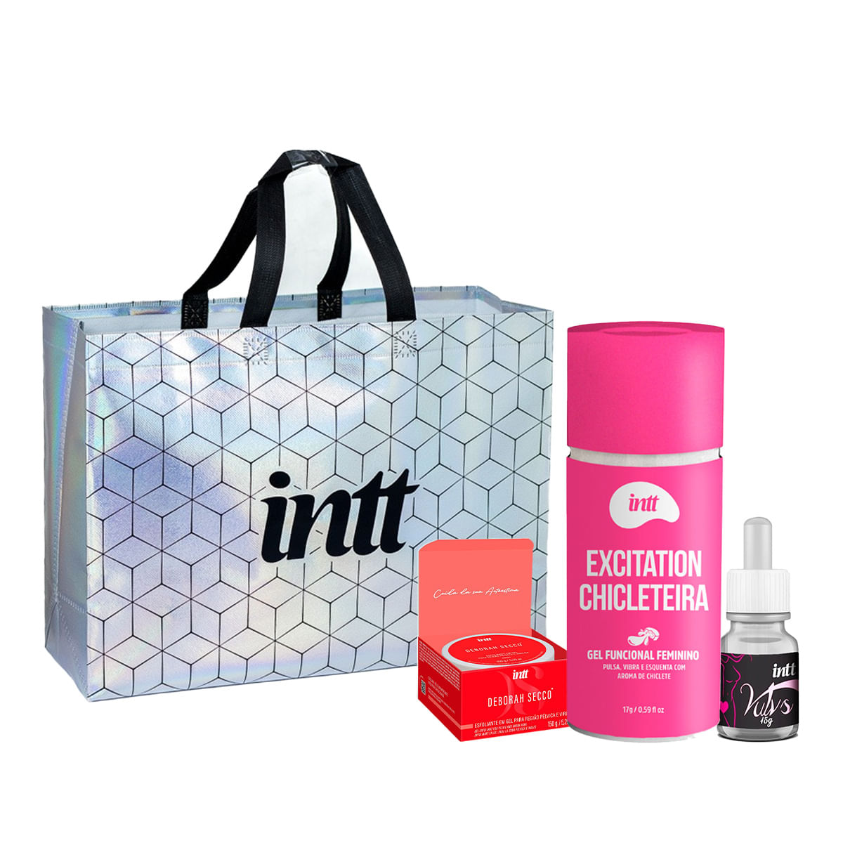 Kit com Esfoliante Íntimo Deborah Secco Excitation Chicleteira Excitante Vulv's e Sacola Intt