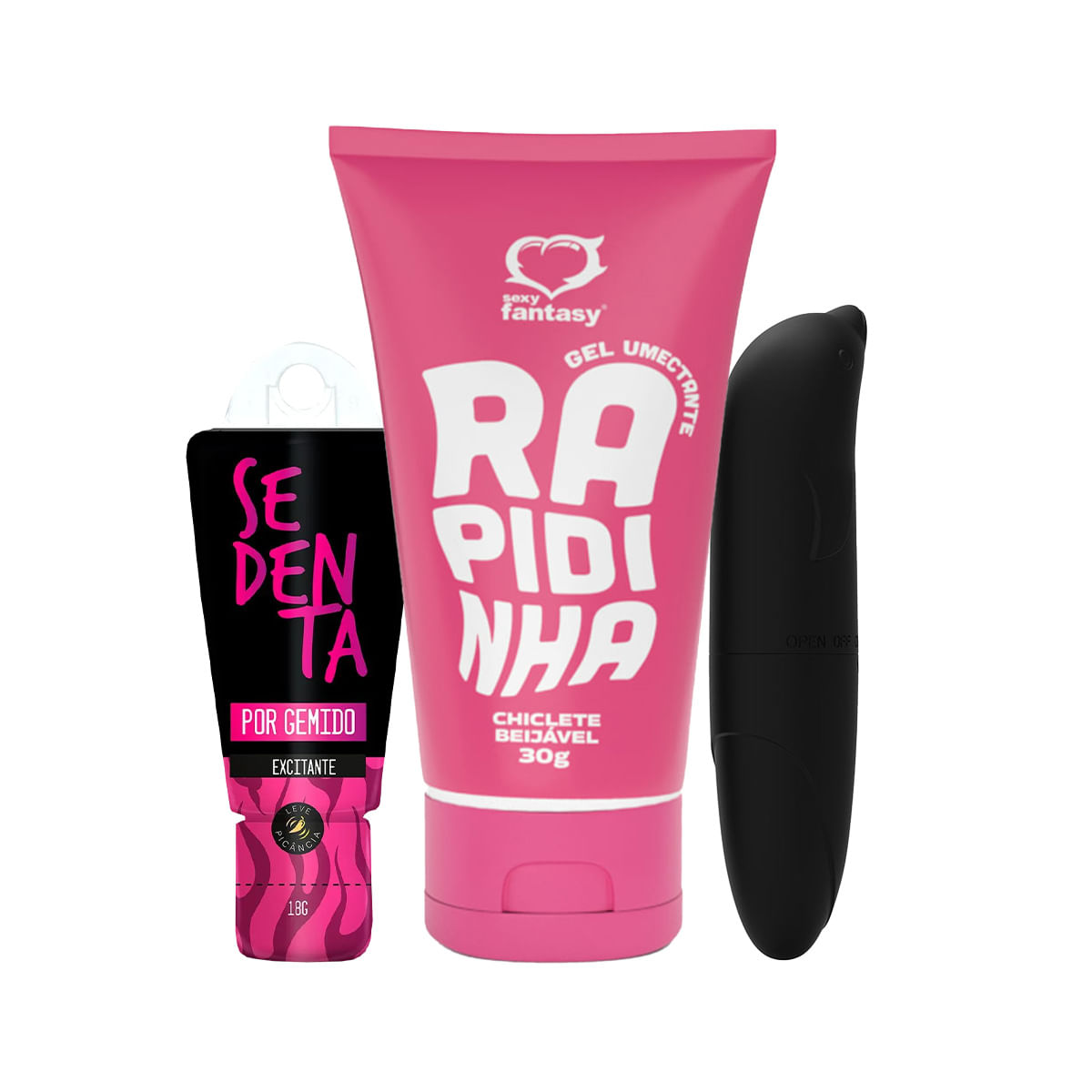 Kit com Vibrador Ponto G Sedenta por Gemido e Lubrificante Íntimo Beijável Rapidinha