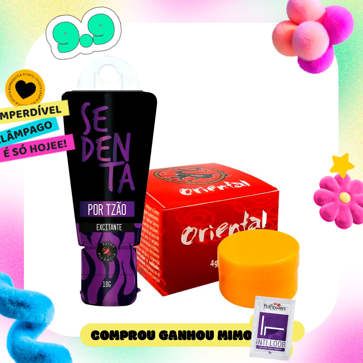 Duplinha com Sedenta por Tesão Excitante e Pomada Oriental Creme de Massagem