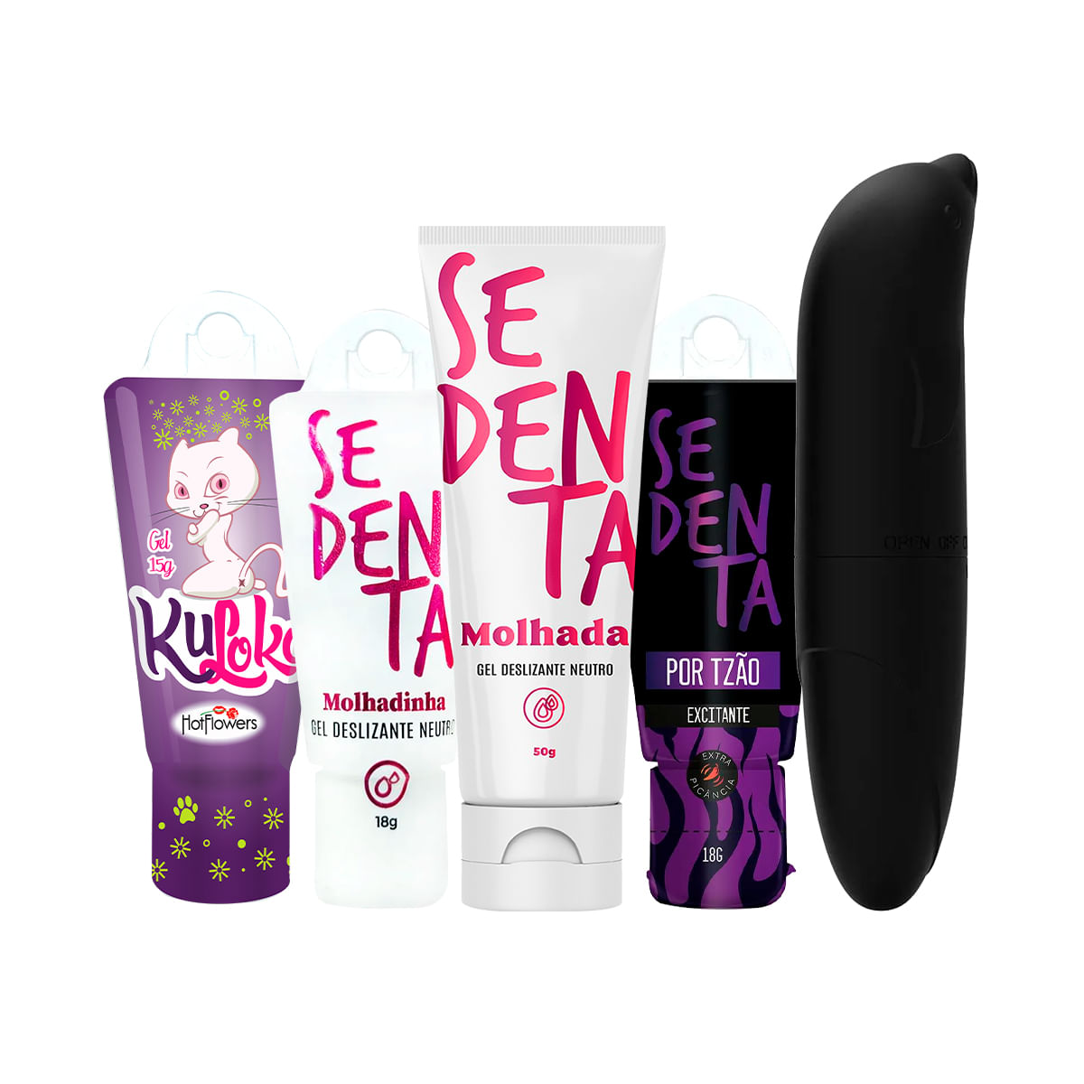 Kit com Sedenta Molhada Sedenta por Tesão Sedenta Molhadinha Kuloko e Vibrador Ponto G
