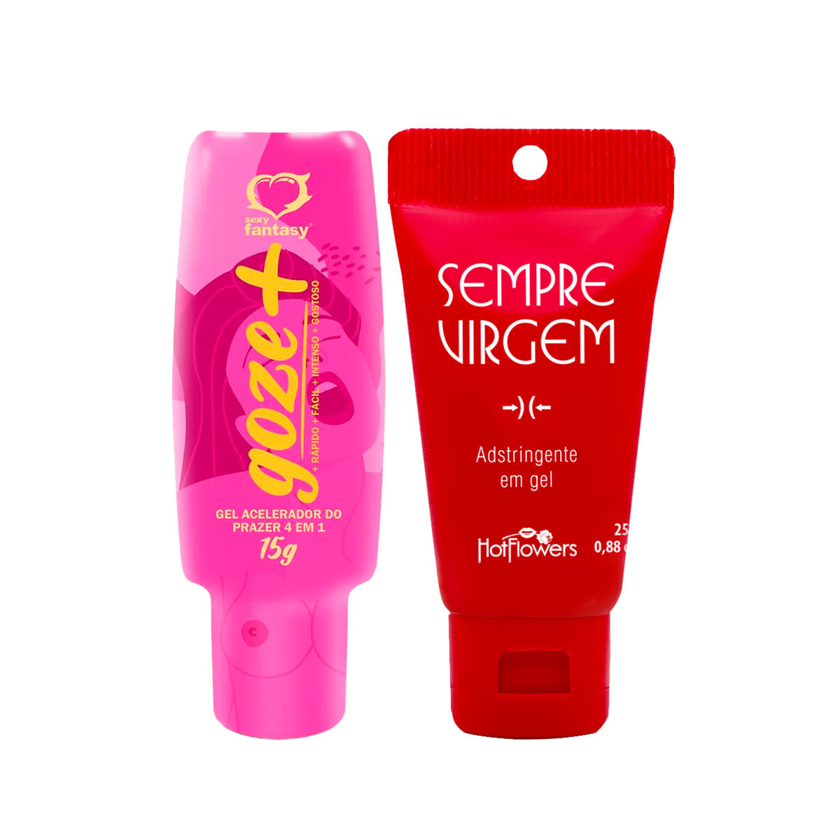 Duplinha com Gel Adstringente Sempre Virgem e Goze + Gel Acelerador do Prazer