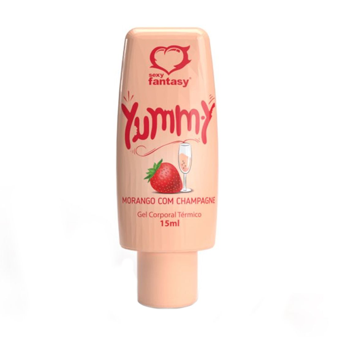 Gel Térmico Beijável Yummy 15ml Sexy Fantasy Morango com champagne