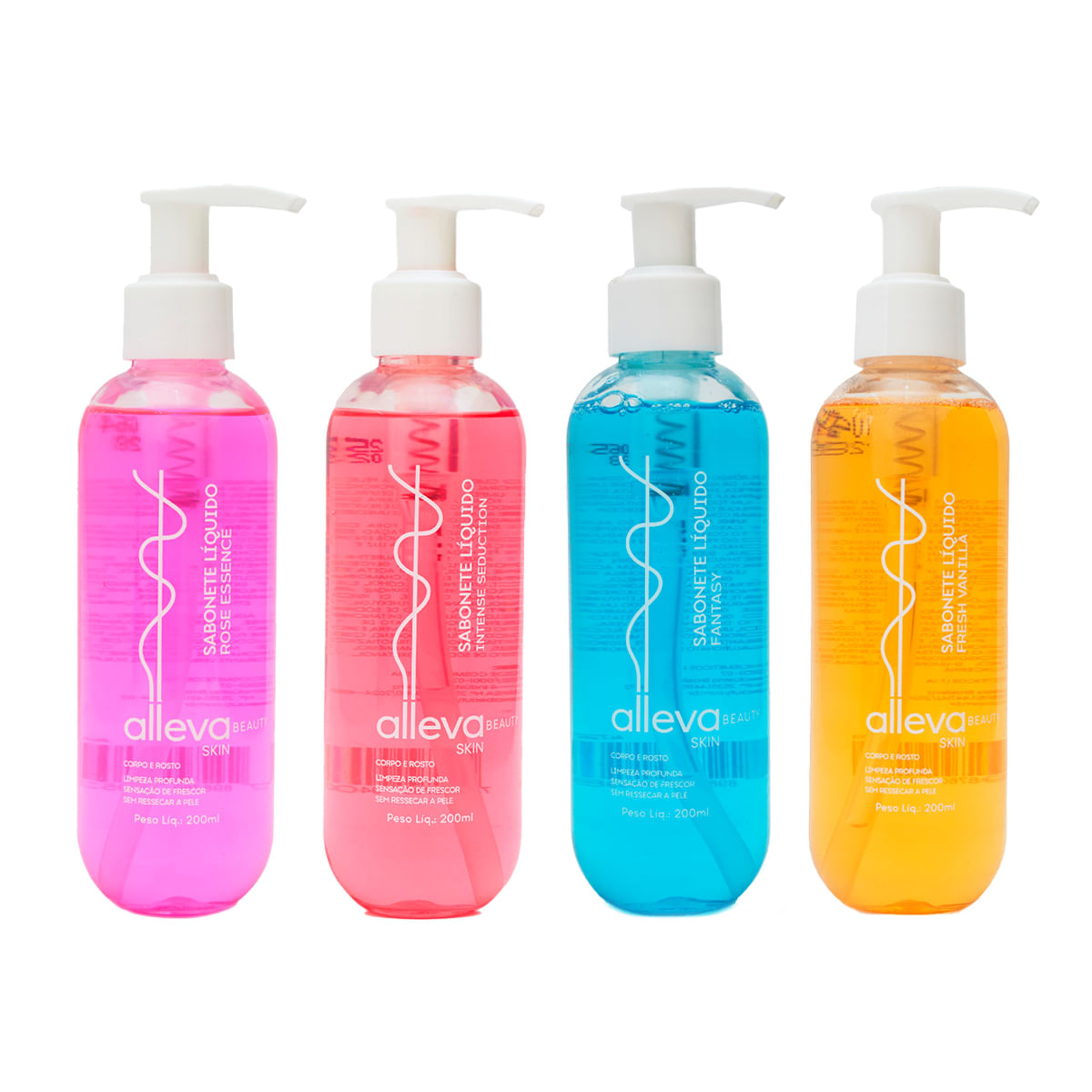 Sabonete Líquido Aromático Beauty Skin Corpo e Rosto 200ml Alleva
