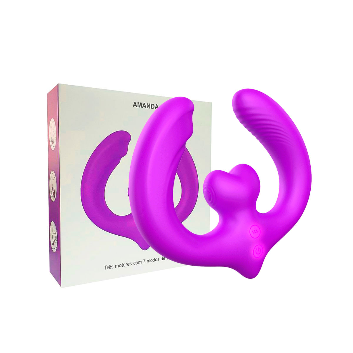 Amanda Vibrador Duplo para Casal Estimulador de Ponto G e Clitóris Recarregável Sexy Import