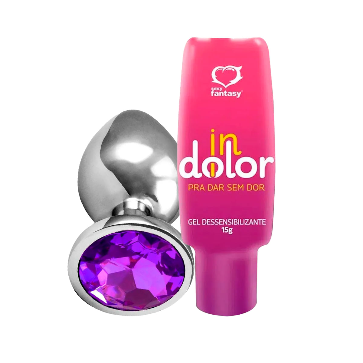 Duplinha com Plug Anal Tamanho Médio My Vib e InDolor Gel Dessensibilizante