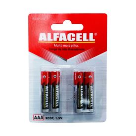Pilha Comum Palito AAA 1.5V Cartela com 4 Unidades Alfacell