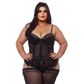 Espartilho Plus Size com Detalhes em Cetim e Renda com Zíper Frontal Macler