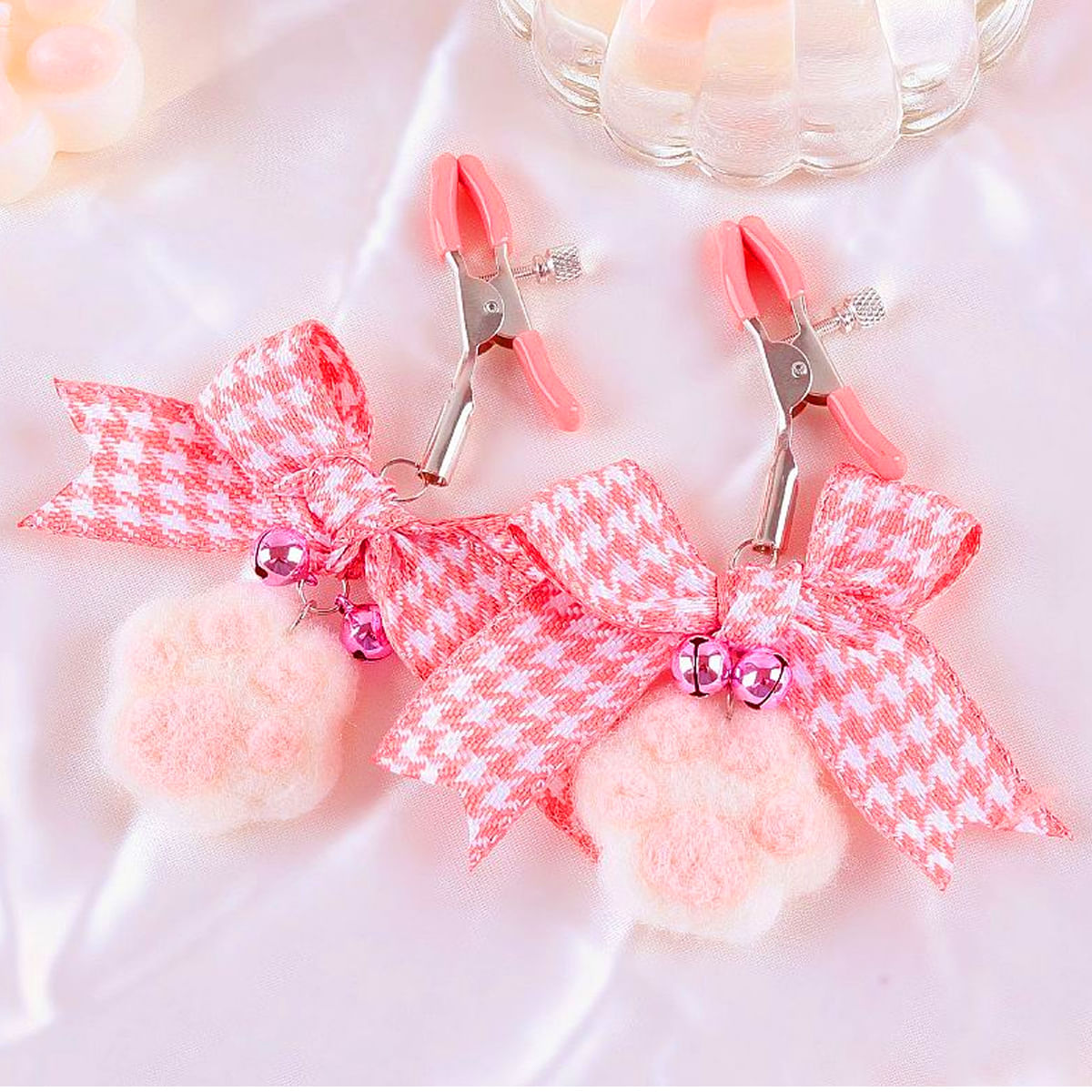 Grampos de Mamilo com Pelúcia e Lacinhos Coquette Sexy Import