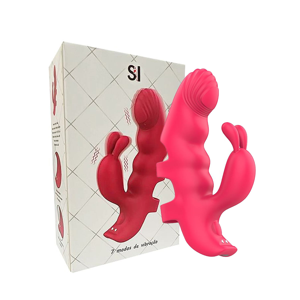 Dedeira com Vibro Texturizada com Estimulador em Formato de Coelhinho Sexy Import