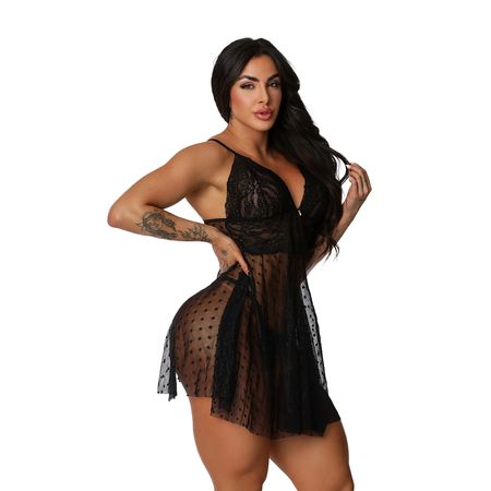 Camisola Noite em Chamas com Calcinha Personalizável Tallyta Moda Apimentada