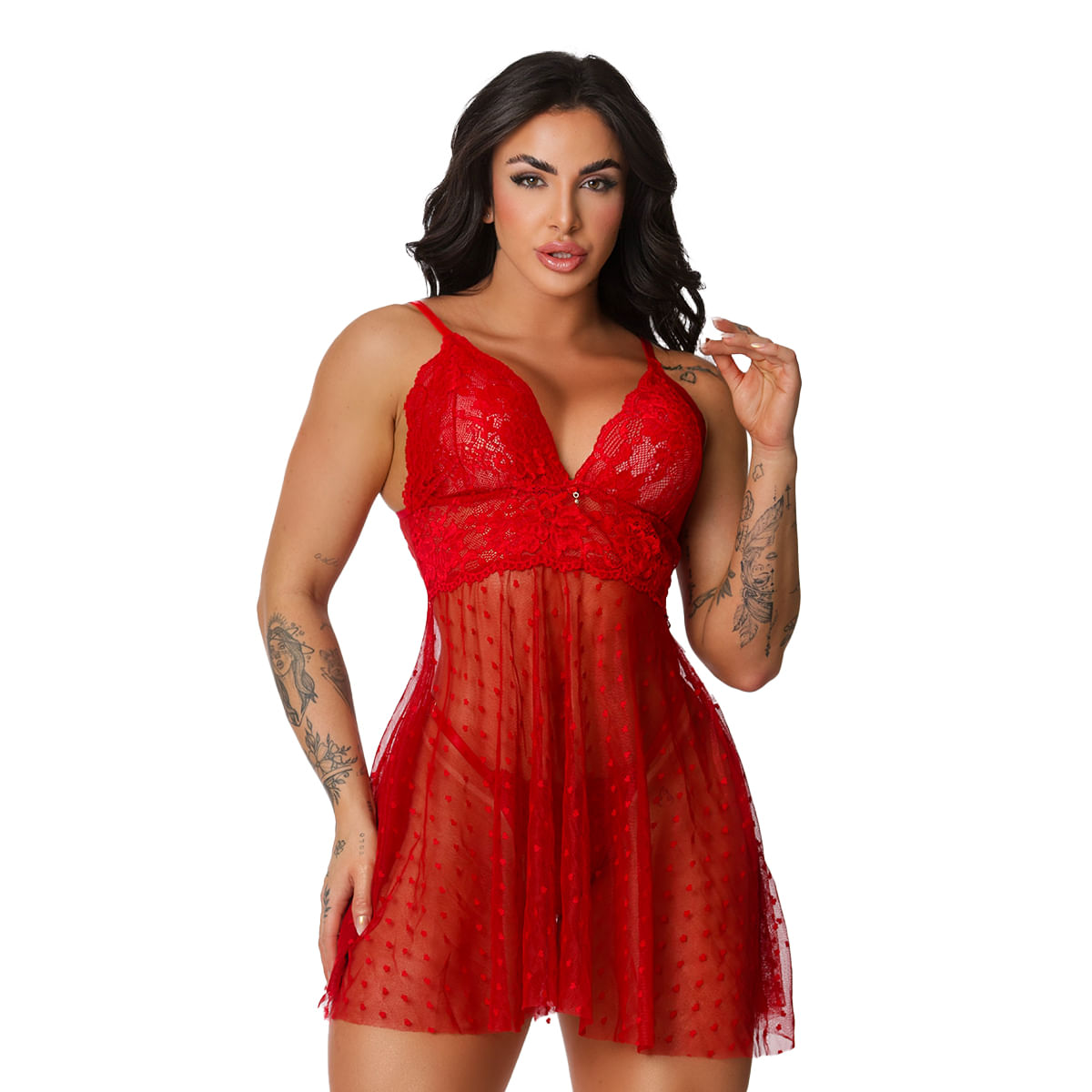 Camisola Noite em Chamas com Calcinha Personalizável Tallyta Moda Apimentada