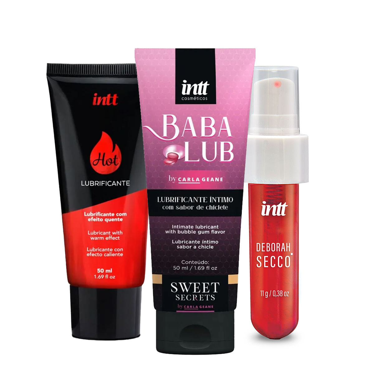 Kit com Garganta Profunda Spray Calda Beijável Picante e Lubrificante Hot