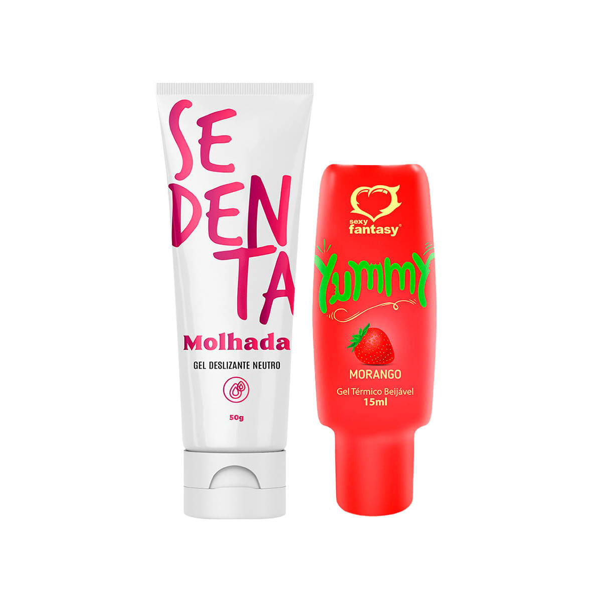 Duplinha com Sedenta Molhada Gel Deslizante Neutro e Yummy Gel Térmico Beijável