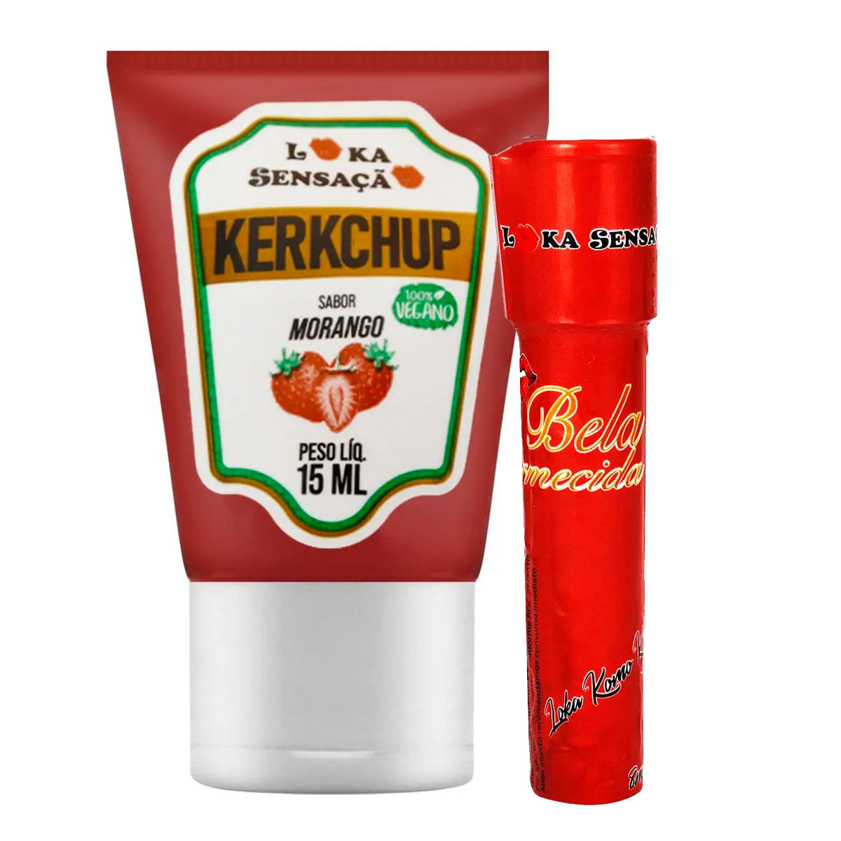 Duplinha com Kerkchup Bala Gel Sabor Morango e Dessensibilizante Bella Adormecida